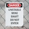 Signmission Unstable Mine Shaft Do Not Enter Danger Sign, Plastic, 7in W x 10in L, 2PK OS-2PACK-DS-P-710-V-2486 - alternate 2